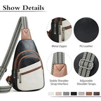 Sling Bag Crossbody Bags for Women Small Cross Body Bag Fanny Packs Chest Sling Purse for Daily Travel Leisure Sport (4-1 White Black With Brown)