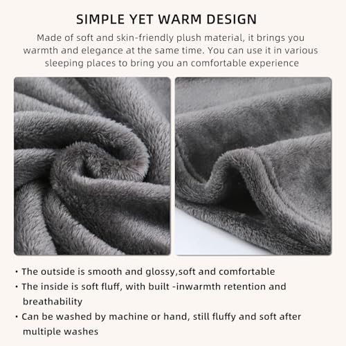 Large Soft Travel Blanket and Inflatable Pillow Set (Gray)