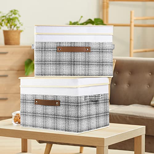 Collapsible Storage Bins with Lids (5 pack / Gray & White)