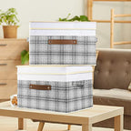 Collapsible Storage Bins with Lids (5 pack / Gray & White)