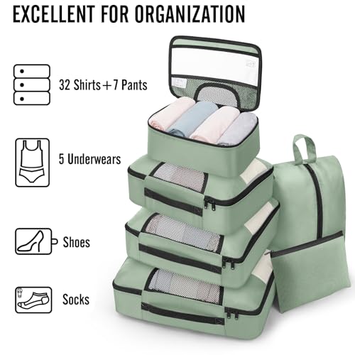 8 Set Packing Cubes for Travel Essentials (09 Matcha Green)