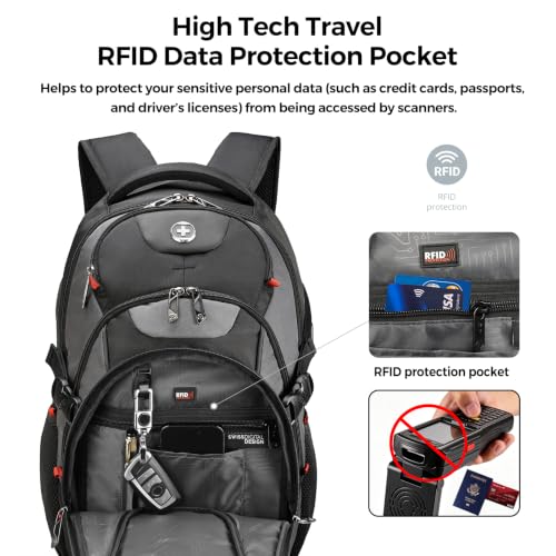Design Travel Backpack for Men with USB Charging Port SD803 (Black/Grey / Standard)