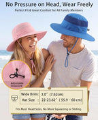 Womens Sun Hat Lightweight Mesh Bucket Hat UPF50+ Wide Brim Sun Protection Caps Pink (One Size / Pink)
