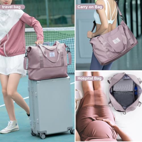 Large Travel Duffle Bag Carry On Weekender Bags for Women Men 18x14x8 Gym (A85-pinkpurple / X-large)