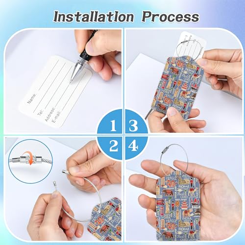 3 Pack Luggage Tag for Suitcase (Travel Stamp)
