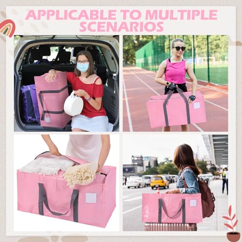 8 Pack Heavy Duty Dorm Moving Bags 65LBs Zippers (Pink)