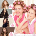 4 Sizes Self Grip Hair Rollers Set for Long (Pink)