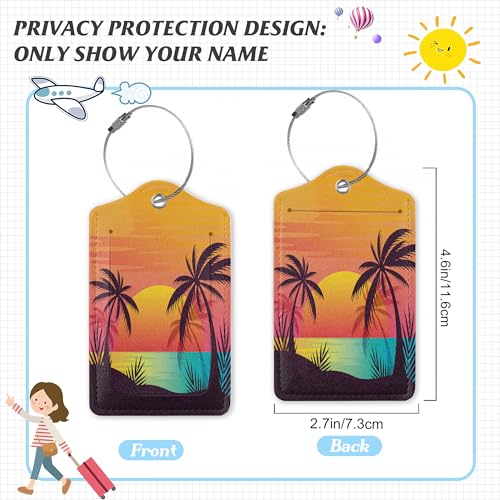 3 Pack Luggage Tag for Suitcase (Tropical Sunset Palm)