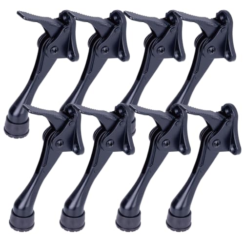 8 Stoppers Kickdown Door Stop for Bottom of Door (Black / 4 INCH X 8 PACK)