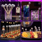 100 Pcs Disco Ball Cocktail Picks 4.7 Inch Mirror Ball End (Disco Ball)
