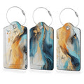 3 Pack Luggage Tag for Suitcase (Marble Gold Blue)