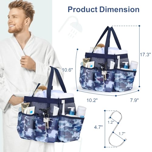 Mesh Shower Caddy Portable (1 Pack Dark Blue Camouflage / L (Classic Dorm Caddy))