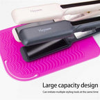 Heysam Silicone Heat Resistant Mat for Flat Iron Hair Straightener Pad, Travel Portable Curling Iron Pad, Non-Slip Vanity Mat for Hair Tools, Size 9"x6.5", Rose Red