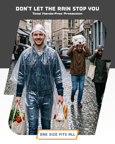 Disposable Rain Ponchos for Adults (One Size / Clear (5 Pack))