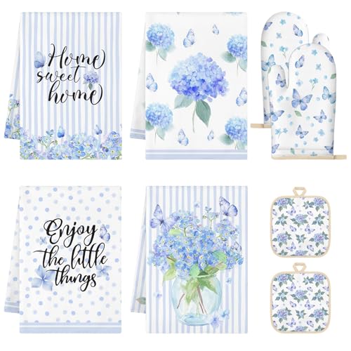 Blue Hydrangea Kitchen Decor Set (Blue Hydrangea)