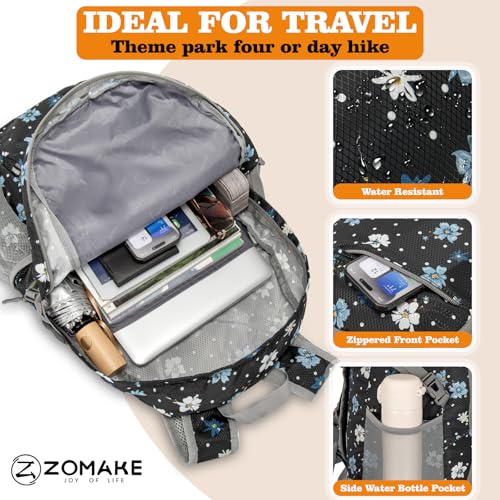 Lightweight Packable Backpack 30L (30L / D-black,floral Pattern)