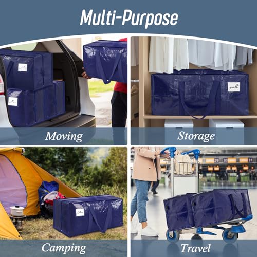 6 Pack Extra Heavy Duty Large Moving Bags with Strong Zipper (Dark Blue / 6 Pack)