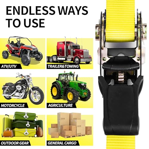 Ratchet Tie Down Straps (8PK Yellow)