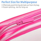 Clear Makeup Bag for Travel (Y- Matte Rose Red / Medium Set)