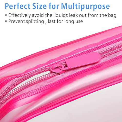 Clear Makeup Bag for Travel (Y- Matte Rose Red / Medium Set)