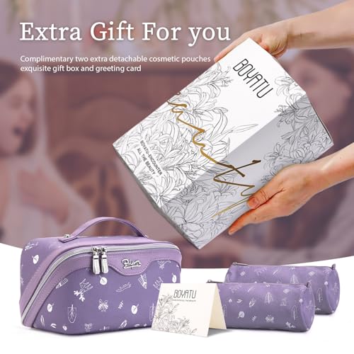 Travel Makeup Bag Cosmetic Bags for Women (L-3-Purple)