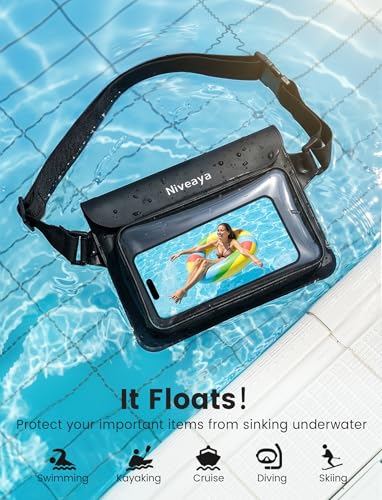 IPX8 Floating Waterproof Fanny Pack Holds Phone (Green&Pink)