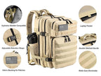 Military Tactical Backpack for Men and Women 45L Army 3 Days Assault Pack Bag Large Rucksack with Molle System Cream (Cream)