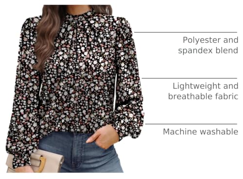 Blouses for Women Dressy Casual Long Sleeve Shirts for Women Business Casual Tops Mock Neck Womens Fall Fashion 2026 Work Clothes Early Spring Outfits for Teachers Clothing Floral Print L (01 - Floral Print / Large)