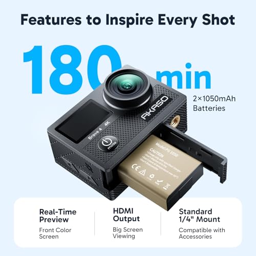 Brave 4 Action Camera 4K30fps with 256GB MicroSD U3 Card Bundle