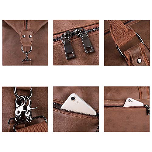 Leather Travel Bag with Shoe Pouch (Color / Brown)