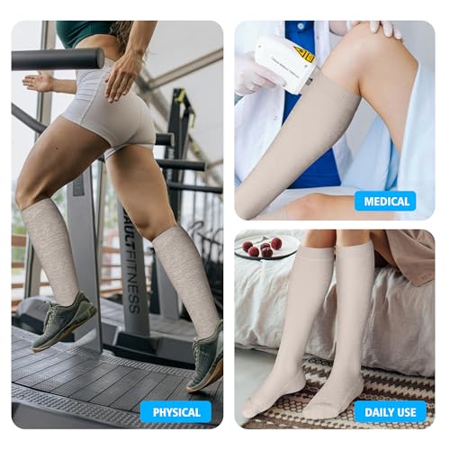 Cotton Compression Socks for Women&Men 20 (2 Pairs-brown / Small-Medium)