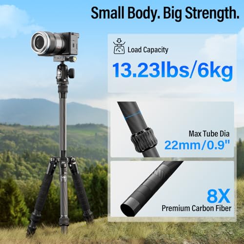 54" 137cm Carbon Fiber Travel Tripod for Camera with 360° Ball Head (54.5" Travel Tripod)