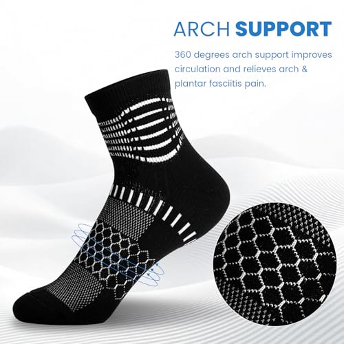 Ankle Compression Socks Women Men Plantar Fasciitis Relief 3 Pairs (Small / Dark Blue(3 Pairs))
