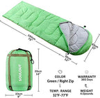 3 4 Season Sleeping Bag for Adults & Teens (Green / 87*33)