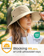 Sun Hats for Women Ponytail Wide Brim Summer Packable Cowboy Hat (One Size / Light Khaki)