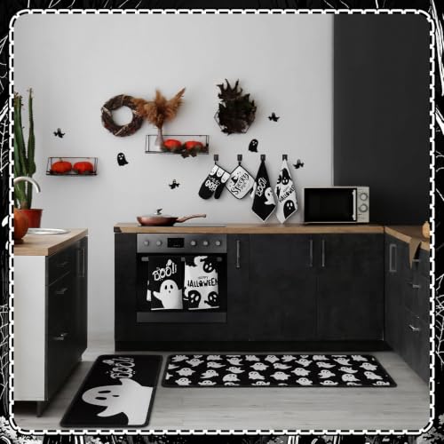 10 Pcs Halloween Kitchen Decor Set (Black, White / Cute Ghost)