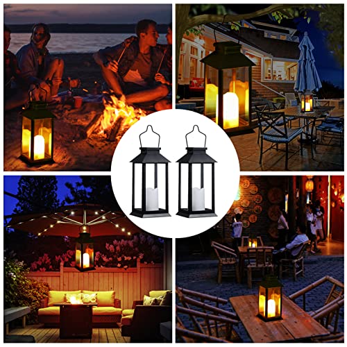 2 Pack Solar Lanterns (Black Modern)