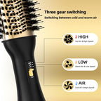 4-in-1 Hot Air Brush with Oval Barrel - Salon-Grade Styling Tool for All Hair Types (Golden)