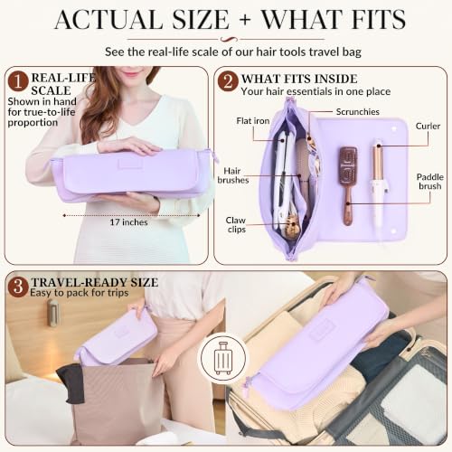 Hair Tools Travel Bag and Heat Resistant Mat 17" (Lilac)