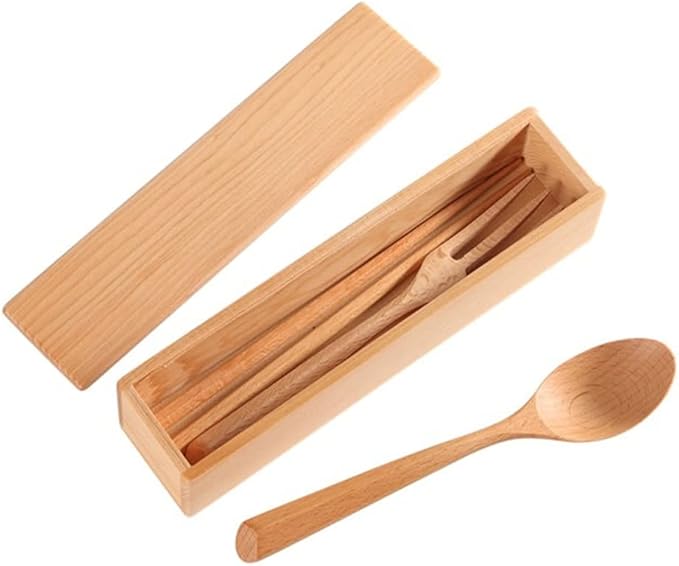 Sanrich Wood Cutlery Set Chopsticks Spoon Fork Kit - Image 4