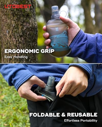 Soft Flask 200ml Collapsible Running Water Bottles (2PCS 200ml BLue)