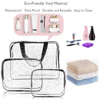 6 Packs Clear Makeup Bags (Black-6PCS (Large+Medium+Small))