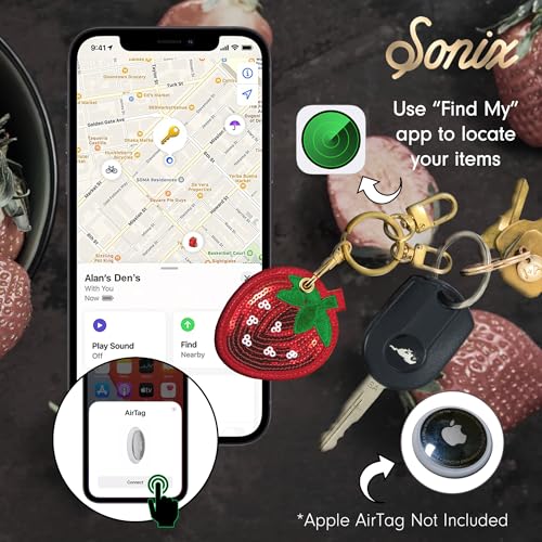 Keychain Case Compatible with Apple AirTag (Strawberry)