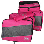 5 Set Packing Cubes for Travel Large Suitcase Luggage Organizer Bags Travel Accessories Vacation 4 Cubes 1 Laundry Pouch Bag (Rose)