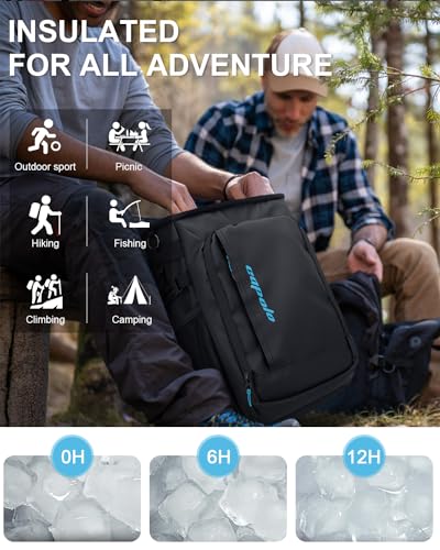 Cooler Backpack Insulated Leak Proof for Women Men Soft Cooler Bag (45 Cans / Deep Black Leather)