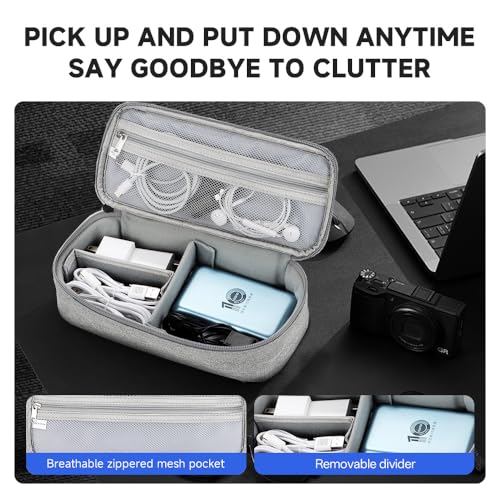 Tech Organizer Pouch with Handle (Grey / Single Layer)