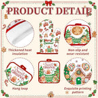 10 Pcs Christmas Gingerbread Man Kitchen Decor and Accessories Set Kitchen Towels Pot Holders Oven Mitts and Rugs for Baking Cooking BBQ Mom Housewarming Gifts (White,green,red / Cute Gingerbread Man)