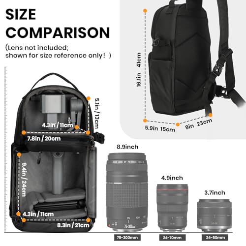 Camera Sling Bag Compact Photography Shoulder Bag (Large / Sling Bag Black)