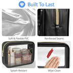Clear Makeup Bag (2 Pack Black / Hybrid Traveler (1 Large & 1 Medium - Soft))