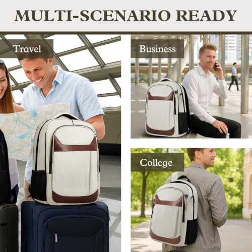 Travel Laptop Backpack 17 Inch (White Brown / 17.3 Inch(40L))